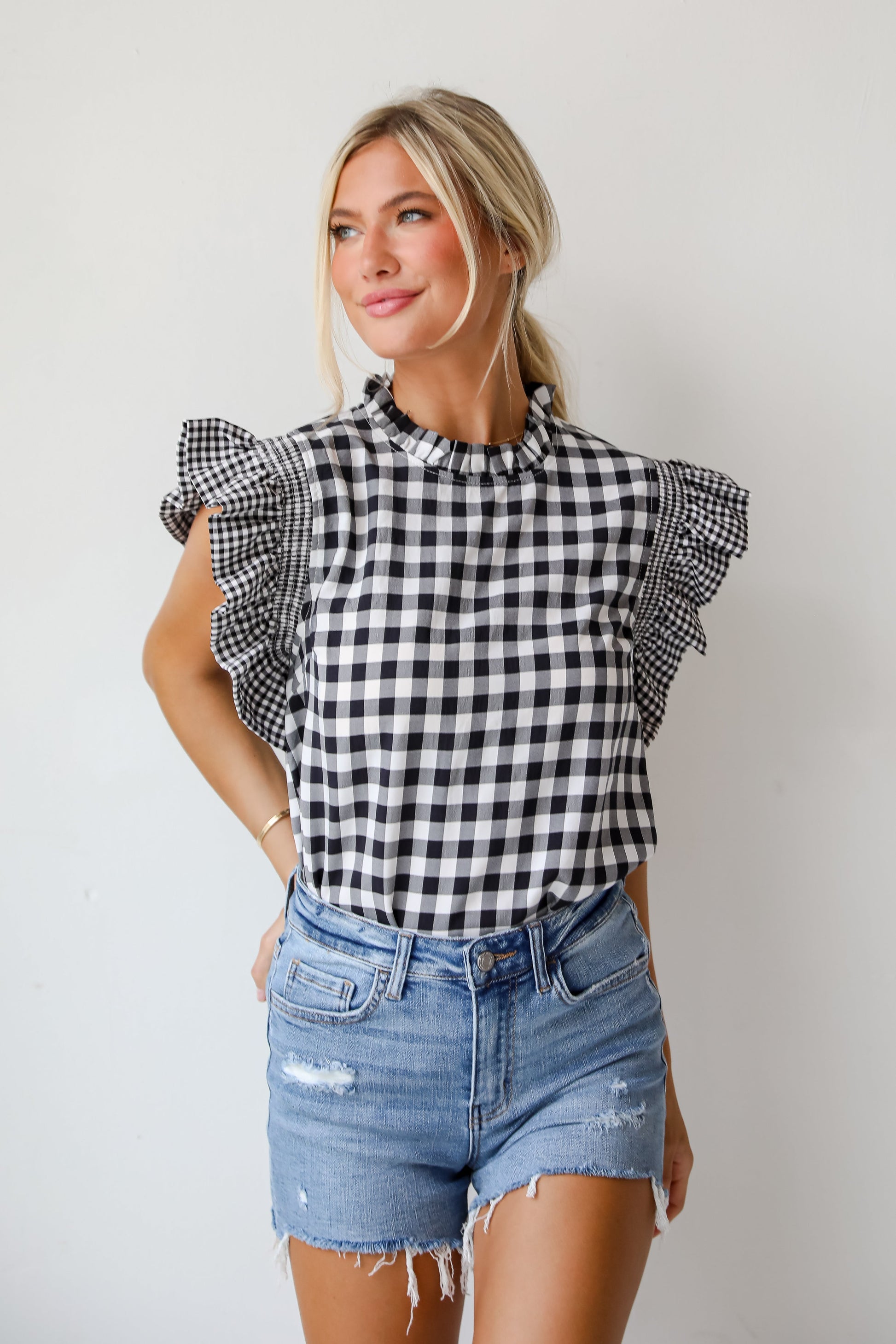 Truly Romanticized Black Gingham Blouse