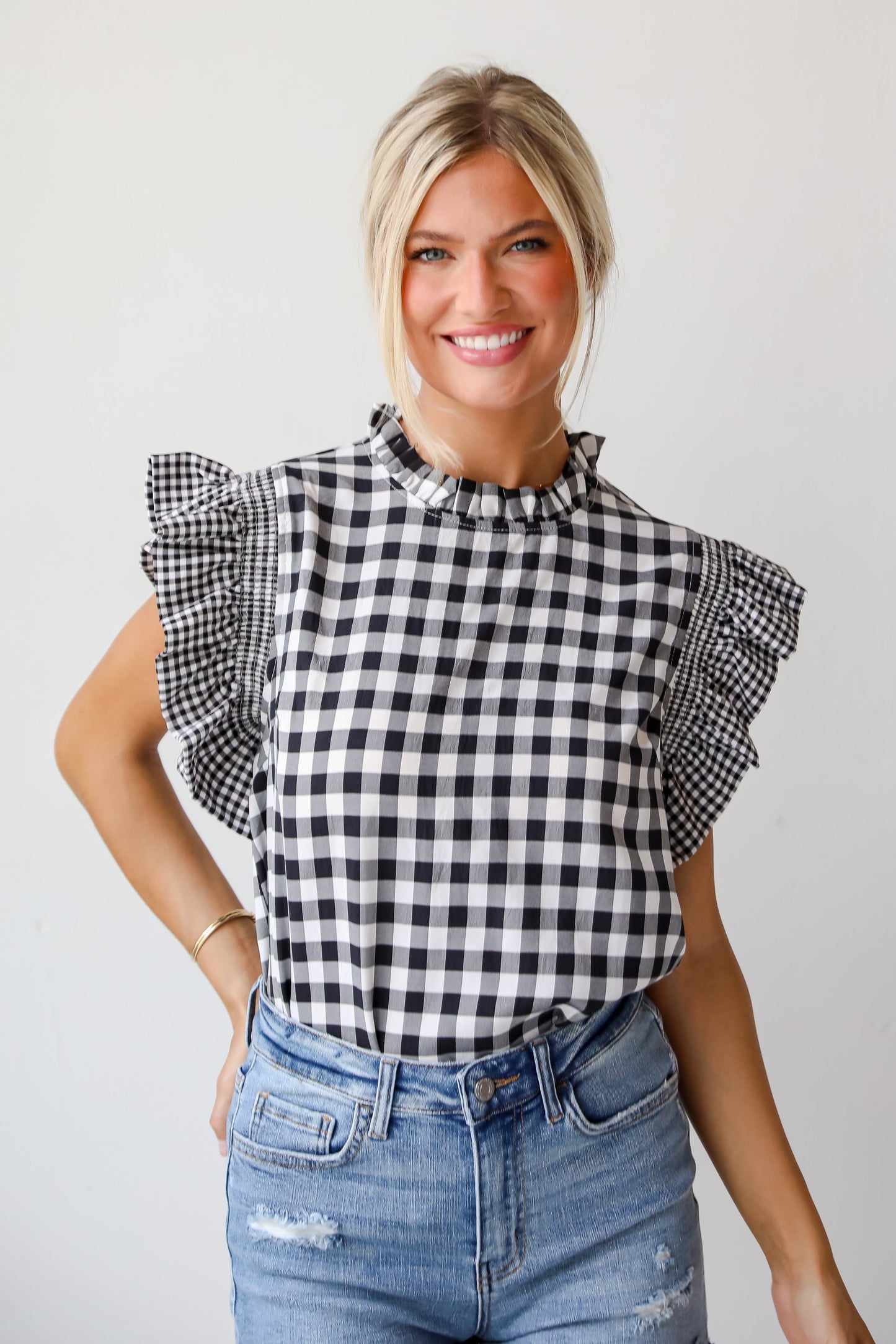 Truly Romanticized Black Gingham Blouse