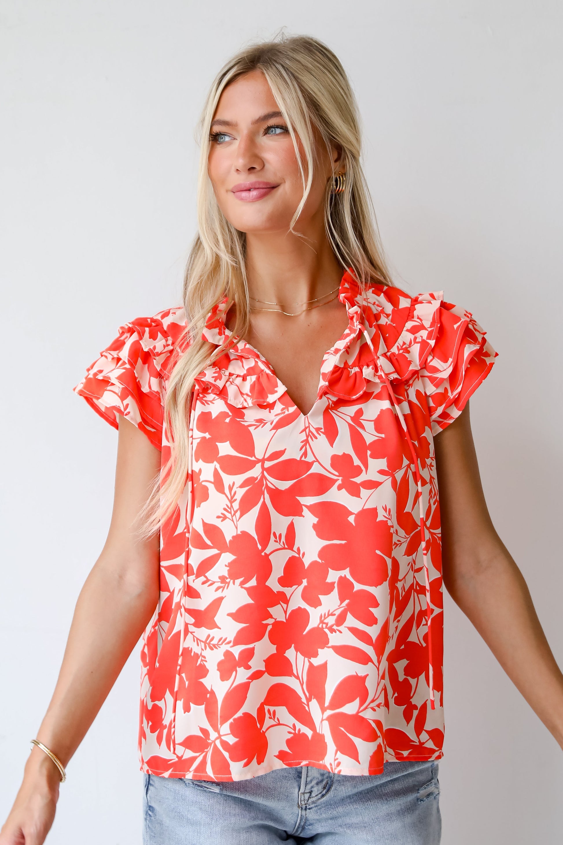 Poised Moment Orange Floral Blouse