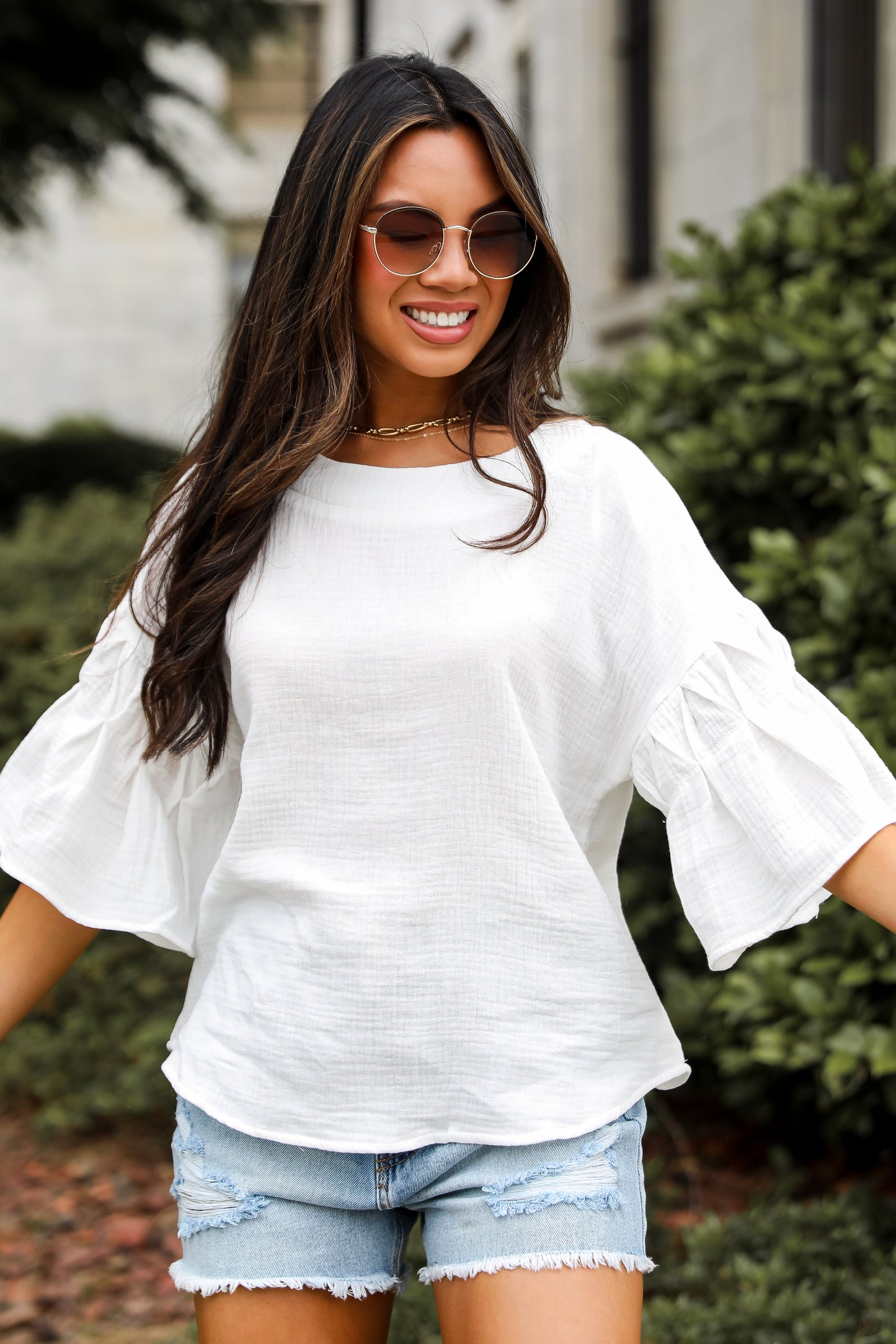 Bright Affection White Linen Blouse